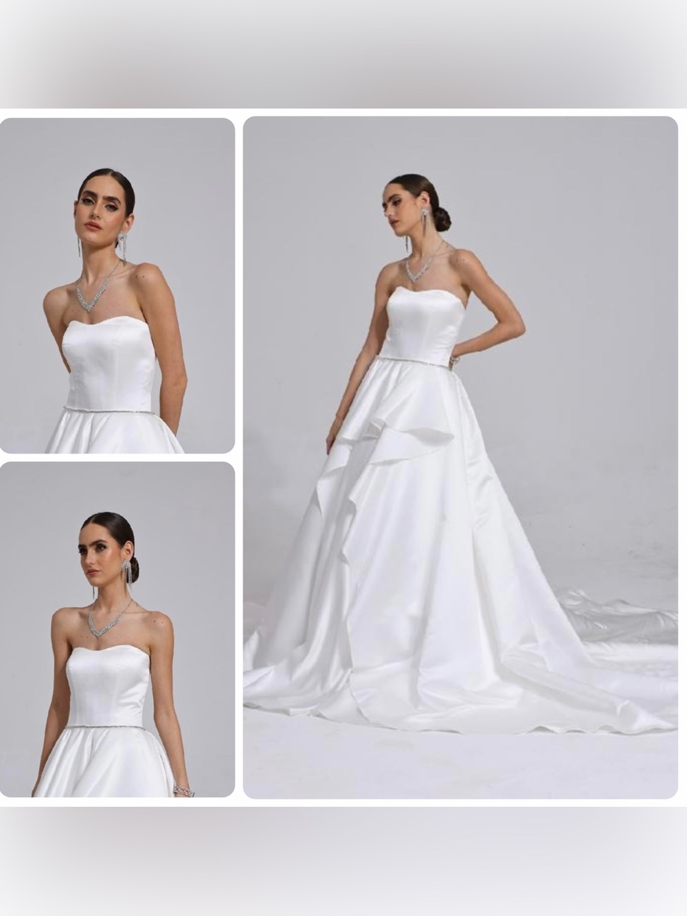 Title: Satin Corset Back Ball Gown Wedding Dress | Layered Skirt + Train